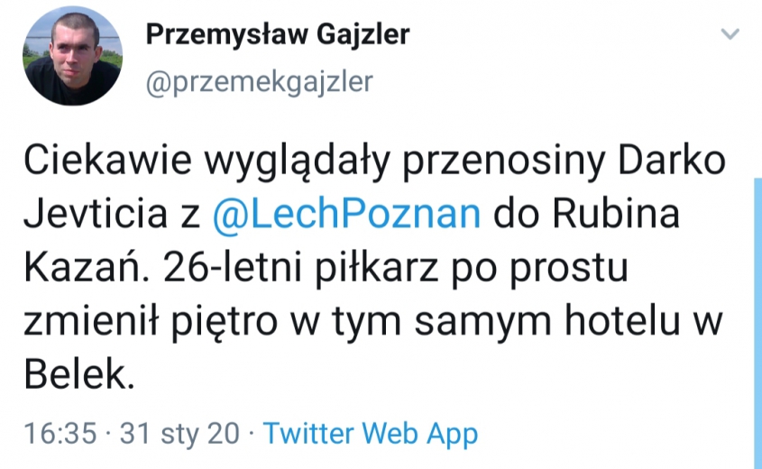 Tak w tureckim Belek wyglądała PRZEPROWADZKA Jevticia z Lecha do Rubina xD